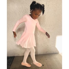 Stelle Ballet Leotards for Girls Long Sleeve Toddler Dance Leotard Outfits with Skirt Classic (Ballet Pink,6-7 Years)
