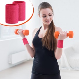 Wettarn 6 Pcs 4 Inch Cotton Sport Wristbands - Tennis, Basketball - Neon Pink, Neon Green, Sky Blue - For Grips, Gymnastics, Workout - Unisex, Athletes, Fitness Enthusiasts