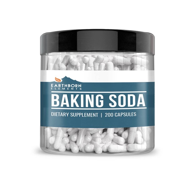 Earthborn Elements Baking Soda Capsules, 200 Capsules, Sodium Bicarbonate