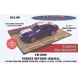 Custom Dioramics CD-5000.  Car or Vehicle base with sidewalk. 11 x 7. 1/24th scale resin