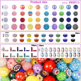 HUISUYTON 190 Pcs Beads for Pens Making, Included Rondelle Spacer Bead and Bubblegum Beads for Pen, Acrylic Bead for Jewelry Making, Bracelets, Beadable Pens
