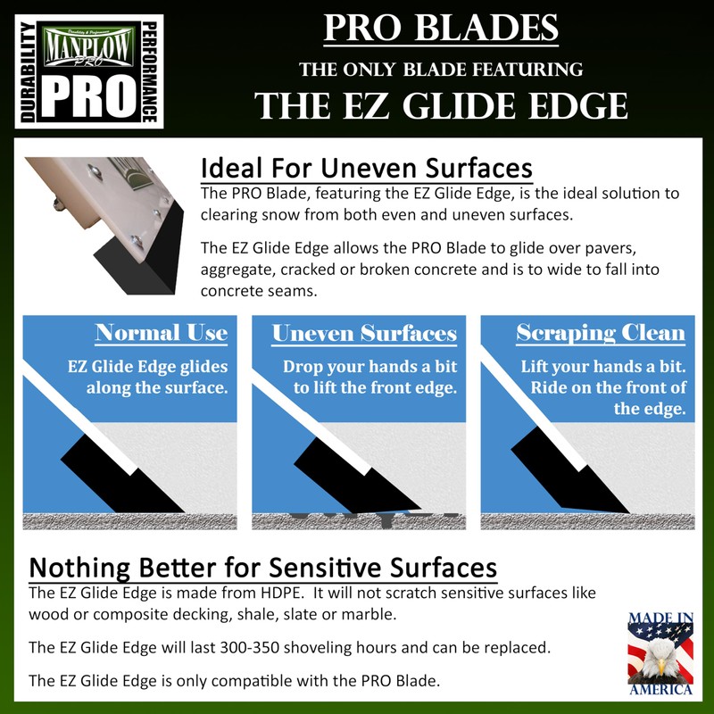 MANPLOW PRO Snow Pushers (PRO with Power U Handle Upgrade,