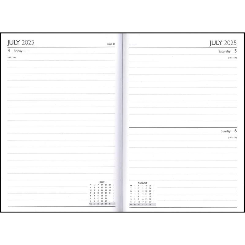 2025 A4 Day a Page Diary Full Year Hardback Organiser