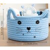 Cat-Shaped Cotton Rope Storage Basket for Pet Toy Organization –