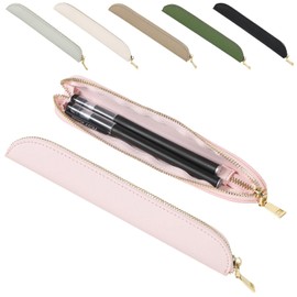 fogman Slim PU Leather Pencil Case, Stylish, Pastel Colors, Cute, Solid Color, Lightweight, Pink, Casual