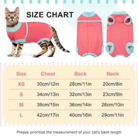 FUAMEY Cat Recovery Suit,Female Cat Spay Suit Kitten Surgery Onesie Cat Bodysuit Alternative to Cone Collars,Preventing Cats from Licking Abdominal Wounds Skin Protector Weaning Clothes Pink S