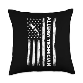 American Flag Allergy Technician USA Allergy Testing Expert Throw Pillow