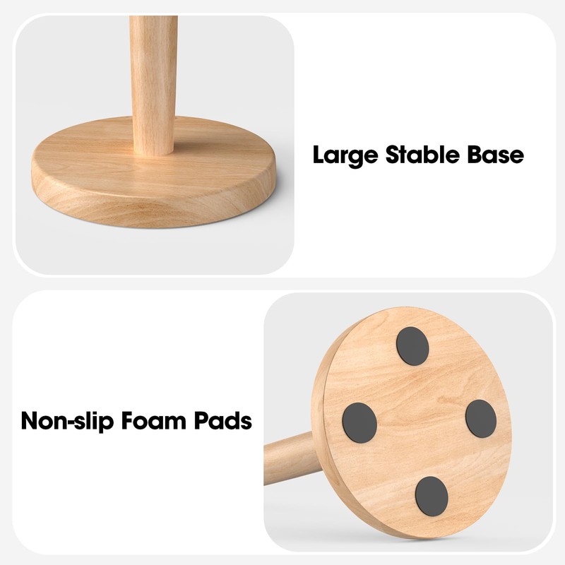 KitchLife Wooden Paper Towel Holder Countertop, Fits Jumbo Roll -