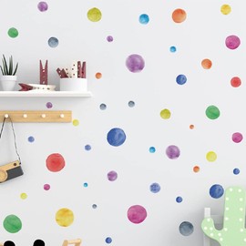 HAOHUODUO 166 PCS Watercolor Polka Dots Wall Stickers Colored Dots Children Room Decoration Decorative Wall Stickers Home Decor Wall Decor