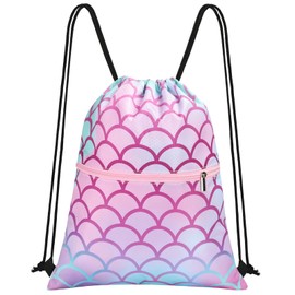 HAGOT Drawstring Backpack for Kids, Sports Gym Bag, Gymnastics Backpack, Waterproof Beach, Swimming, School, Travel, Sack Pack, Pink, pink