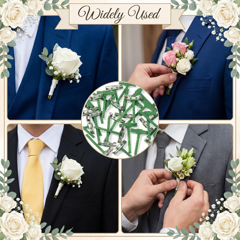 30Pcs Boutonniere Safety Pins, T-Shaped Plastic Pins for Wedding Events