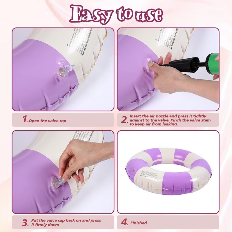 Swimming Ring, Pack of 2 Air Mattress Swimming Hoops, Inflatable,