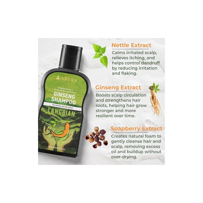 ABERA Champú Anticaspa De Alto Rendimiento Fórmula Herbal Con Extracto