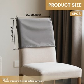 4Pcs Dining Chair Back Covers Elastic Polyester Chair Back Protective Covers Dustproof Backrest Slipcover for Office Home Dining Room Kitchen Hotel(35×48cm,Gray)
