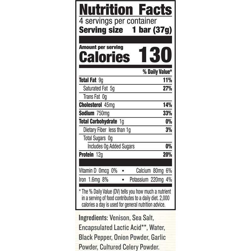 EPIC Venison Sea Salt & Pepper Bars, Keto Friendly, Gluten