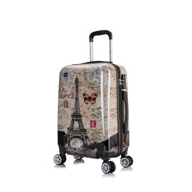 InUSA Paris Print Luggage with Spinner Wheels | Durable Lightweight Hardside Suitcase | Travel Bag with Handle and Trolley | 20 Inch Carry-On Spinner Luggage