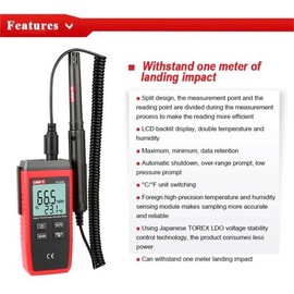 UNI-T UT333S 온도 습도 측정기 2 in 1 디지털 분할 형 센서 테스터 UNI-T UT333S Temperature and Humidity Meter 2 in 1 Digital Split-Type Sensor Tester [01 UT333S]