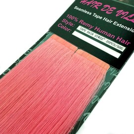 20 Pcs X 22" Inches Tape In Remy Seamless Skin Weft PU Human Hair Extensions # Light Pink