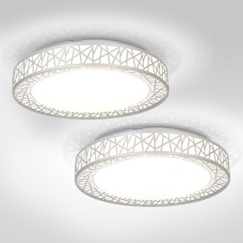 ASD 18 Inch LED Flush Mount Ceiling Light - Modern Brushed Nickel Ceiling Light Fixture 35W 1992LM, 2700-5000K Adjustable Large Ceiling Lights for Kitchen, Bedroom, Hallway, Closet, ETL 2 Pack