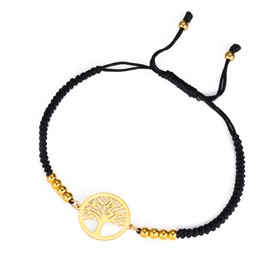 EUEAVAN Adjustable Tree of Life Bracelet, Family Tree Bracelet, Hand Braided Bead Bracelet, Lucky Charm, Yoga, Burning Jewellery, Friendship Gift for Women and Men, Stainless Steel, No Gemstone