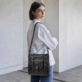 KL928 Crossbody Bags for Women, Multi Pocket Shoulder Bags, Medium PU Leather Cross Body Purses