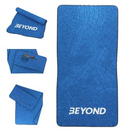 Beyond Gym Towel with Zip Pocket Cotton, High Absorbent for Crossfit Weightlifting and Running Blue