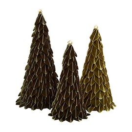 Mud Pie Velvet Ribbon Trees, 10" x 4" Dia | 12" x 5" Dia | 14" x 5 3/4" Dia, Green