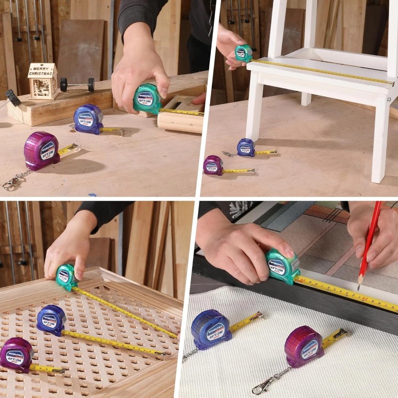 Lightweight 6FT Retractable Keychain Tape Measure Set - Easy Reading