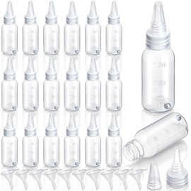 Singhoow 20 Pcs Airbrush Paint Bottles Jars 1oz/30ml Plastic Paint Containers of Acrylic Storage with Mixing Ball and 10 Pcs Funnel Bottle Mixer Resealable Squeeze Bottles for Storing Arts Liquids