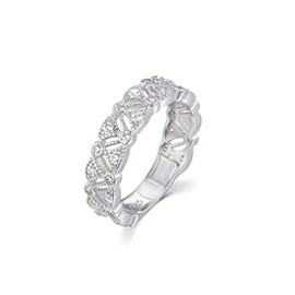Victorian Design Ladies Hallmarked 925 Silver White Sapphire Eternity Ring Sizes I to W (W)