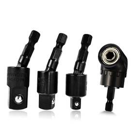 Impact Adapter Extension Set 3 PCS Swivel Impact Driver Socket Drill Adapter Set Rotatable 1/4” Hex Bit Universal Joint+ Right Angle Drill Attachment 105°Angled Screwdriver Drill Bit Holder Extension