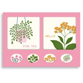 Studio Oh! Assorted Mini Note Card Sets with Stickers, 12 Blank Cards, Stickers & Small Envelopes, Greeting Notecards for Birthday, Thank You Notes, 260 GSM Textured Paper Weight, Floral Notes
