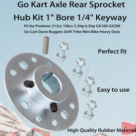 Amavoler Rear Steel Sprocket Drum Brake Hub Adapter 1" Bore 1/4" Keyway Replacement Parts Fit for Predator 212cc 196cc 6.5hp Dune Buggies Drift Trike Heavy Duty Go Kart Cart.
