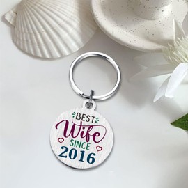 TANWIH 9th Anniversary Keychain Gifts for Wife - Best Wife Since 2016-9 Year Anniversary Keychain Gifts for Women Her