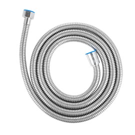Shower Hose 2 m - Shower Hose Kink Protection Stainless Steel Shower Hose Leak-Proof with Twist Protection 1/2 Inch Connection Chrome Surface with 2 Washers (Silver)