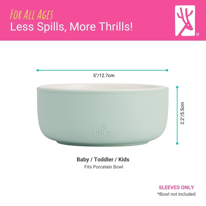 Elk and Friends Kids Porcelain Bowl Silicone Sleeves | Sleeves
