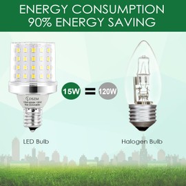 E17 Super Bright LED Bulb,15W Intermediate E17 Base LED G14 Bulbs,120 Watt Equivalent 1200lm 5000K Daylight Ceiling Fan Light Bulbs, Non-Dimmable Chandelier Light Bulb, Pack of 4