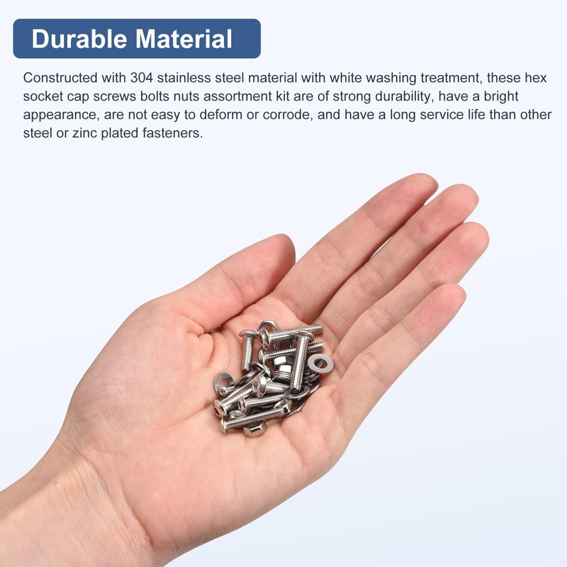 DTGN 210pcs M5-0.8x6-20 Button Head Hex Socket Cap Screw Bolt
