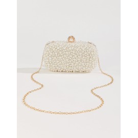 Comeon Pearl Evening Bag for Women, Elegant Handbags Banquet Handbag Formal Party Clutches Purses for Wedding/Prom/Cocktail (Pearl A)