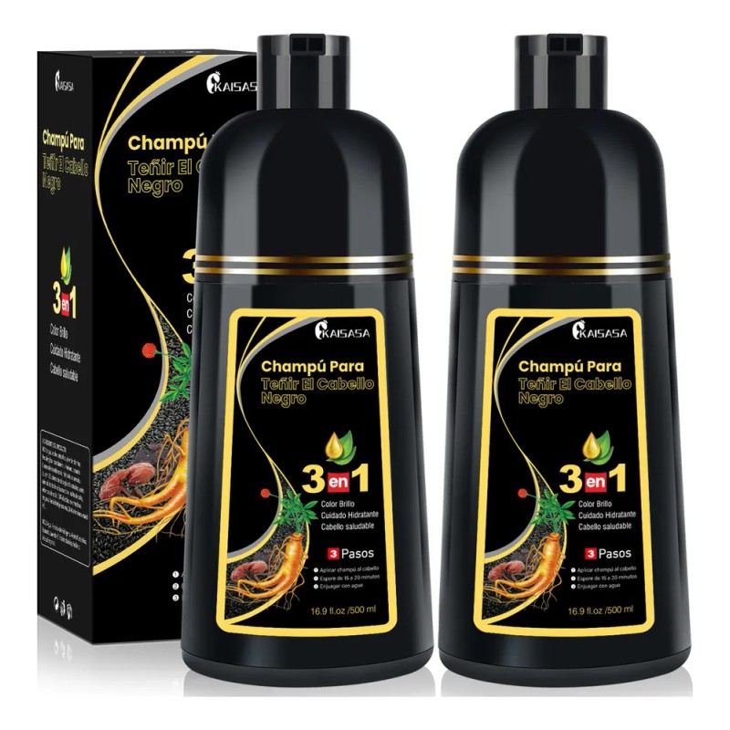 Kaisasa® Shampoo Con Tinte Cubre Canas Natural Jengibre 2pzs