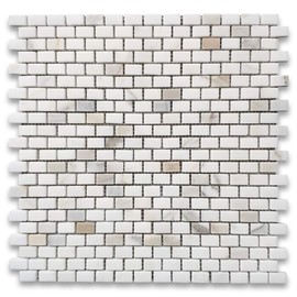 Stone Center Online Calacatta Gold Marble 5/8x3/4 Mini Brick Mosaic Tile Honed Kitchen Bath Wall Floor Backsplash Shower (1 Sheet)