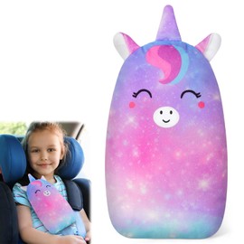 MHJY Seat Belt Pads for Kids Cute Unicorn Car Pillow Seatbelt Strap Cover Comfortable Seat Belt Covers Head Neck Support for Toddlers Girls Boys Children, Purple
