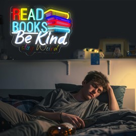WittyRhE Read Books Be Kind Stay Weird Neon Signs Classroom Neon Lights Wall Decor for Reading Room, Classroom, Bookstore, Library, Museum, Study Room Gifts Art for Book Lover, Kids,Friends,family-15.12 x 12.2 IN-USB Powered-Acrylic