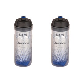 ZEFAL Set Arctica 55 Fahrrad Trinkflasche isoliert, 550ml, geruchsneutrale, wasserdichte Thermo Sportflasche, BPA-frei, Silber/Blau, 2 Stück