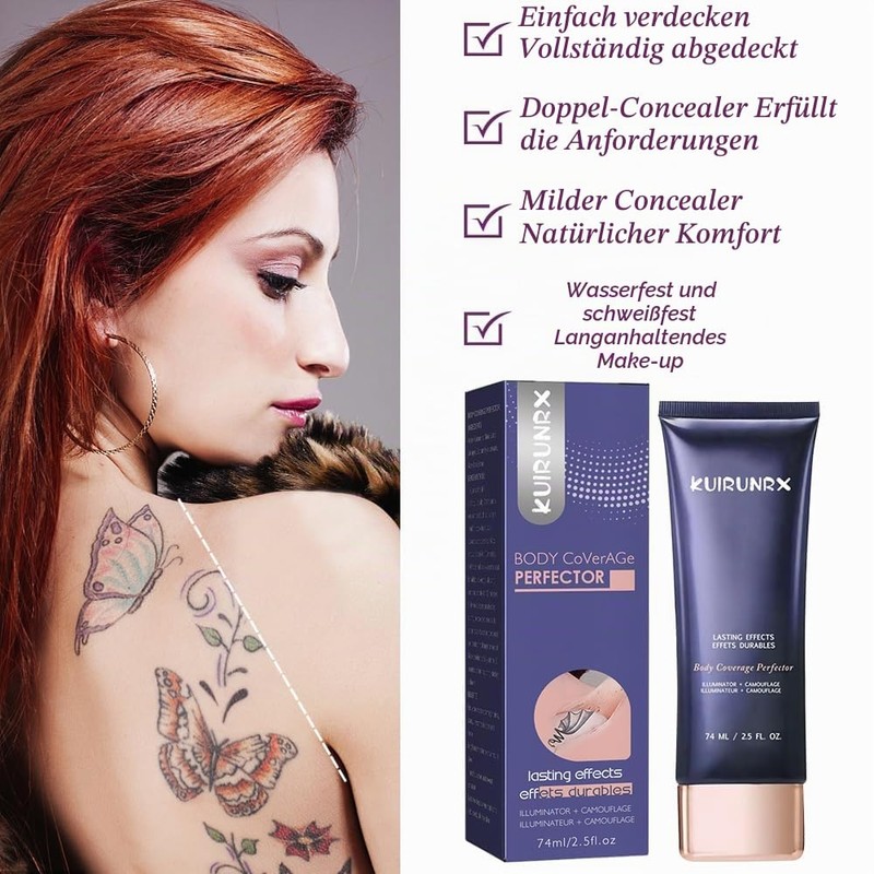 KUIRUNRX Tattoo Cover Up Makeup, Tattoo Cover Make Up, Leg