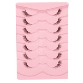 Gmagictobo False Eyelashes Half Natural Lashes Wispy Clear Band Lashes Pack Cat Eye 3D Faux Mink Lashes Short Fake Eyelashes 7 Pairs