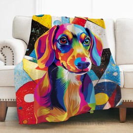 Levens Dachshund Dog Blanket Gifts for Women Girls Boys Decor for Home Bedroom Living Room Crib Car, Cute Soft Comfort Lightweight Throw Plush Blankets 50"x60"