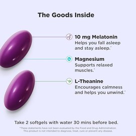 OLLY Cápsulas blandas para dormir ultra fuertes, 10 mg de melatonina, L-teanina, manzanilla, magnesio, bálsamo de limón, apoya el sueño reparador prof