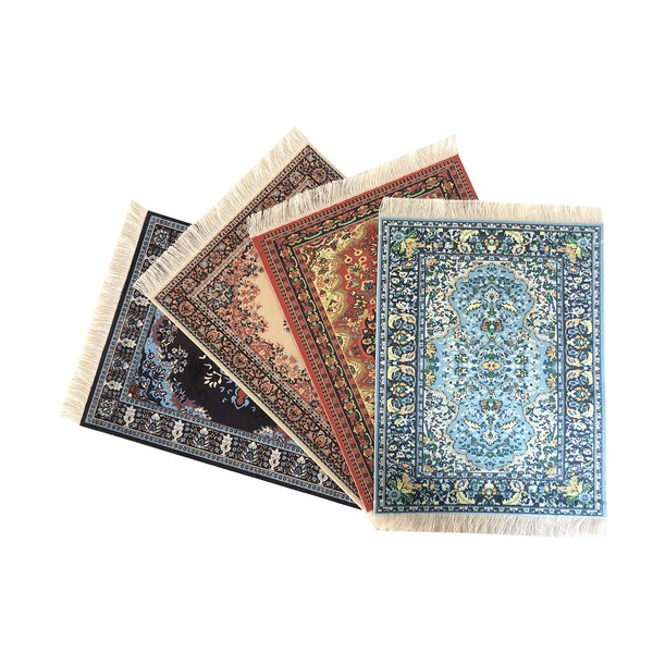 Set of 4 Dollhouse Rugs, Miniature Doll House Accessory, 10x7