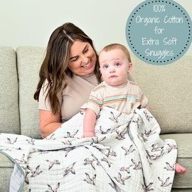 Muslin Baby Blanket 100% Cotton, Muslin Quilt Lightweight, Toddler Blanket for Boys and Girls, 6 Layers Baby Blanket 47"x 47", Soft Nursery Receiving Blankets Baby Essentials (Duck Print)